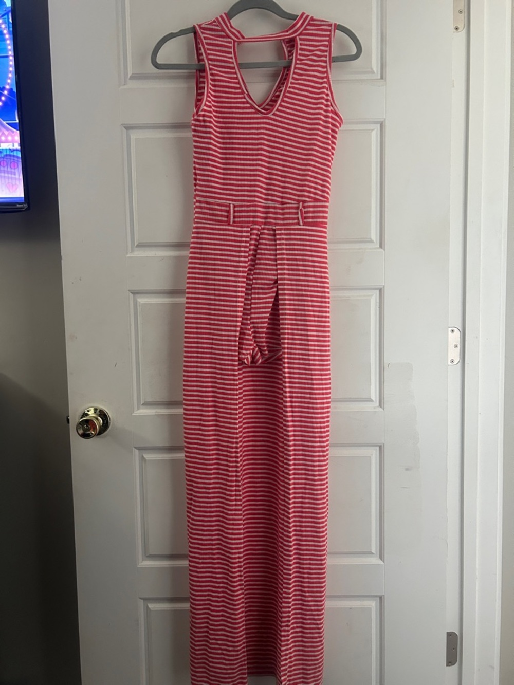 Striped Sleeveless Pink Maxi Dress